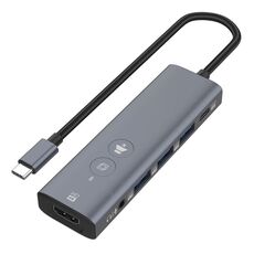 Onten UC123+ Docking station HUB multifunzione da USB-C/Tipo-C a HDTV con pulsante, Lunghezza: 1,5 m (Grigio)