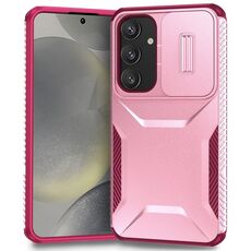 Custodia per telefono scorrevole Camshield per Samsung Galaxy S24+ 5G (rosa + rosa rossa)