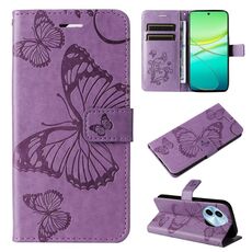 Per vivo Y38 / Y200i / T3x Global Custodia per telefono in pelle con motivo a farfalla 3D in rilievo (Viola)
