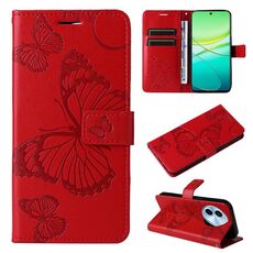 Per vivo Y38 / Y200i / T3x Custodia per cellulare in pelle con motivo a farfalla 3D globale in rilievo (Rosso)
