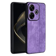 Custodia per telefono con sensazione di pelle in rilievo 3D Global AZNS per Xiaomi Redmi 13 4G (viola)