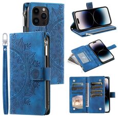 Per Xiaomi Redmi 13 4G Custodia per telefono in pelle con cerniera totem multischeda (blu)