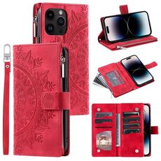 Per Xiaomi Redmi 13 4G Custodia per telefono in pelle con cerniera totem multischeda (rossa)