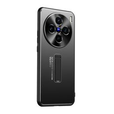 Custodia per telefono con supporto in TPU ibrido in metallo satinato per vivo X100s (nera)