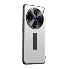Custodia per telefono con supporto in TPU ibrido in metallo satinato per vivo X100s (argento)