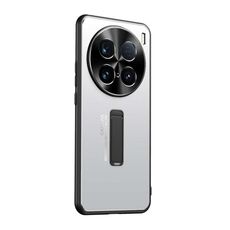 Custodia per telefono con supporto in TPU ibrido in metallo ultra satinato per vivo X100 (argento)