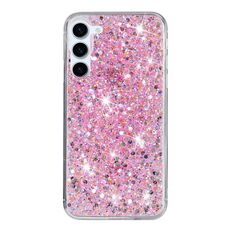 Custodia per telefono in TPU con polvere glitterata e cornice trasparente per Samsung Galaxy S23+ 5G (rosa)