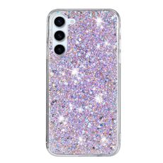 Per Samsung Galaxy S23+ 5G Custodia per telefono in TPU con polvere glitterata e cornice trasparente (viola)