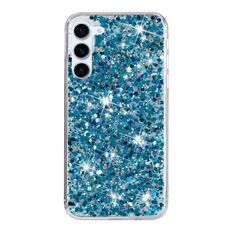 Per Samsung Galaxy S23+ 5G Custodia per telefono in TPU con polvere glitterata e cornice trasparente (blu)