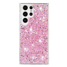 Custodia per telefono in TPU con polvere glitterata e cornice trasparente per Samsung Galaxy S24 Ultra 5G (rosa)