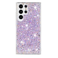 Custodia per telefono in TPU con polvere glitterata e cornice trasparente per Samsung Galaxy S24 Ultra 5G (viola)