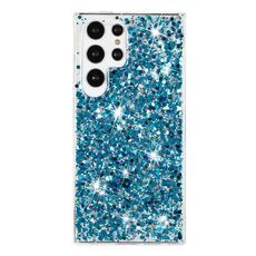 Custodia per telefono in TPU con polvere glitterata e cornice trasparente per Samsung Galaxy S24 Ultra 5G (blu)