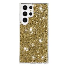 Custodia per telefono in TPU con polvere glitterata e cornice trasparente per Samsung Galaxy S24 Ultra 5G (oro)
