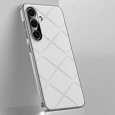 Per Samsung Galaxy S24+ 5G Custodia per PC in pelle tinta unita (bianca)