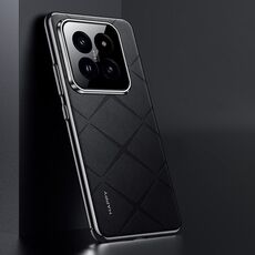 Custodia per telefono PC in pelle tinta unita Xiaomi 14 Pro (nera)