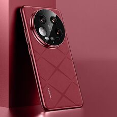 Custodia per PC in pelle ultra liscia per Xiaomi 14 (rosso vino)