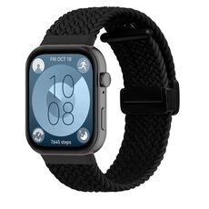 Per Huawei Watch Fit3 cinturino intrecciato con fibbia pieghevole magnetica (nero)