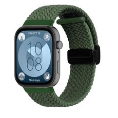 Per Huawei Watch Fit3 cinturino per orologio intrecciato con fibbia pieghevole magnetica (verde)