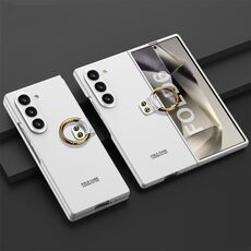 Per Samsung Galaxy Z Flip6 GKK Custodia per PC ultrasottile con foro accurato con supporto ad anello (Argento)