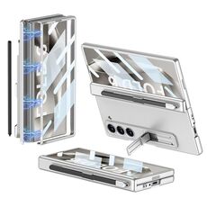 Per Samsung Galaxy Z Fold6 GKK Custodia per telefono pieghevole magnetica integrata a copertura totale con slot per penna, penna non inclusa (Argento)