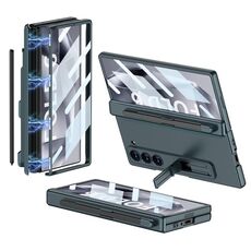 Per Samsung Galaxy Z Fold6 GKK Custodia per telefono pieghevole magnetica a copertura totale integrata con slot per penna, penna non inclusa (verde)