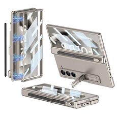 Per Samsung Galaxy Z Fold6 GKK Custodia per telefono pieghevole magnetica integrata a copertura totale con slot per penna, penna non inclusa (grigio titanio)
