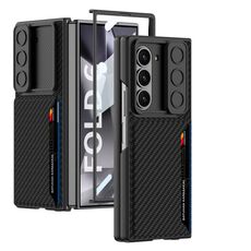 Per Samsung Galaxy Z Fold6 GKK Custodia per telefono con slot per scheda con finestra scorrevole ultrasottile integrata (fibra di carbonio)