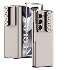Per Samsung Galaxy Z Fold6 GKK Custodia per telefono in pelle con finestra scorrevole ultrasottile integrata (grigio titanio)