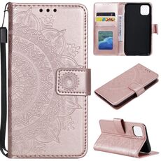 Per Xiaomi Redmi 13 4G Custodia in pelle goffrata con motivo a fiori Totem con cordino (oro rosa)