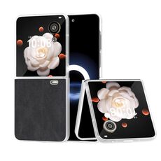 Custodia per telefono con bordo trasparente satinato in pelle PU Flip per Honor Magic V (nero)