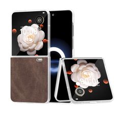 Custodia per telefono con bordo trasparente satinato in pelle PU Flip per Honor Magic V (caffè)