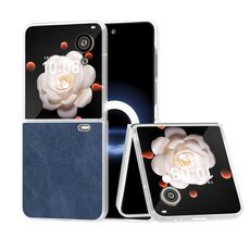 Custodia per telefono con bordo trasparente satinato in pelle PU Flip per Honor Magic V (blu)
