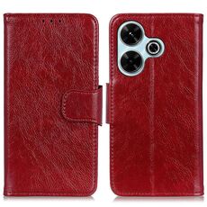 Per Xiaomi Redmi 13 4G Custodia per cellulare in pelle con texture Nappa orizzontale (Rosso)