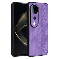 Custodia per telefono con sensazione di pelle in rilievo AZNS 3D per vivo S19 Pro (viola)