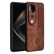 Custodia per telefono con sensazione di pelle in rilievo AZNS 3D per vivo S19 Pro (marrone)