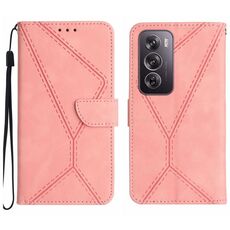 Per la custodia del telefono in pelle goffrata con cuciture globali OPPO Reno12 5G (rosa)
