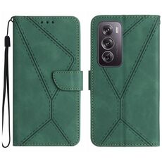 Per la custodia del telefono in pelle goffrata con cuciture globali OPPO Reno12 5G (verde)
