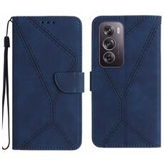 Per la custodia del telefono in pelle goffrata con cuciture globali OPPO Reno12 5G (blu)