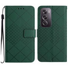 Per OPPO Reno12 5G Custodia per telefono in pelle con struttura a griglia rombica globale (verde)