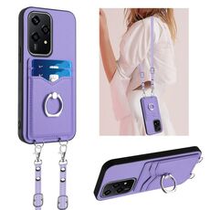 Per Honor 200 Lite Global R20 Custodia per cellulare con anello in corda a tracolla (viola)