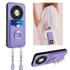 Per Honor X9b / Magic6 Lite R20 Custodia per cellulare con anello in corda a tracolla (viola)