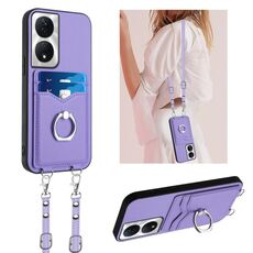 Per Honor X7b / Play 8T 5G R20 Custodia per cellulare con anello in corda a tracolla (viola)