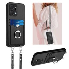 Per Honor X7a / Play7T R20 Custodia per cellulare con anello in corda a tracolla (nero)