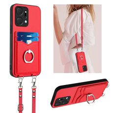 Per Honor X7a / Play7T R20 Custodia per telefono con anello a tracolla e carta (rosso)