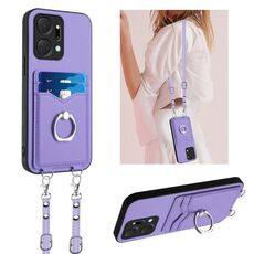 Per Honor X7a / Play7T R20 Custodia per cellulare con anello in corda a tracolla (viola)