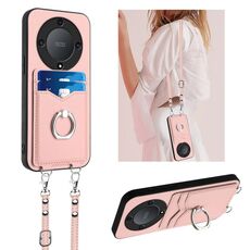 Per Honor X9a / Magic5 Lite R20 Custodia per cellulare con anello in corda a tracolla (rosa)