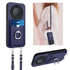 Per Honor X9a / Magic5 Lite R20 Crossbody Rope Ring Card Holder Custodia per telefono (blu)