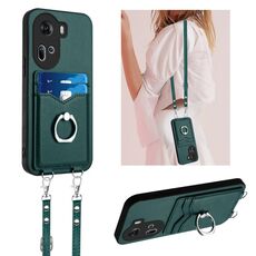 Per OPPO Reno11 Global R20 Custodia per cellulare con anello in corda a tracolla (verde)