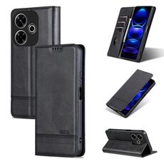 Per Xiaomi Redmi 13 4G Global AZNS custodia magnetica in pelle di vitello con vibrazione (nera)