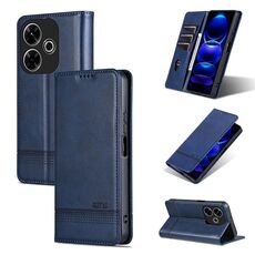 Per Xiaomi Redmi 13 4G Global AZNS Custodia magnetica in pelle di vitello con vibrazione (blu scuro)